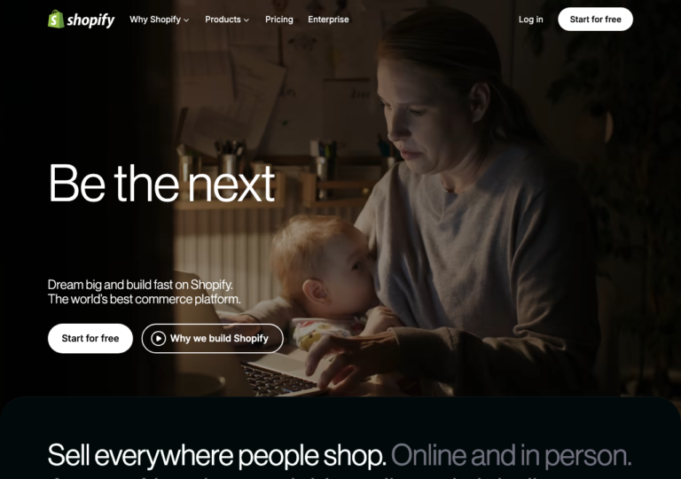 Capture d'écran du site shopify.com