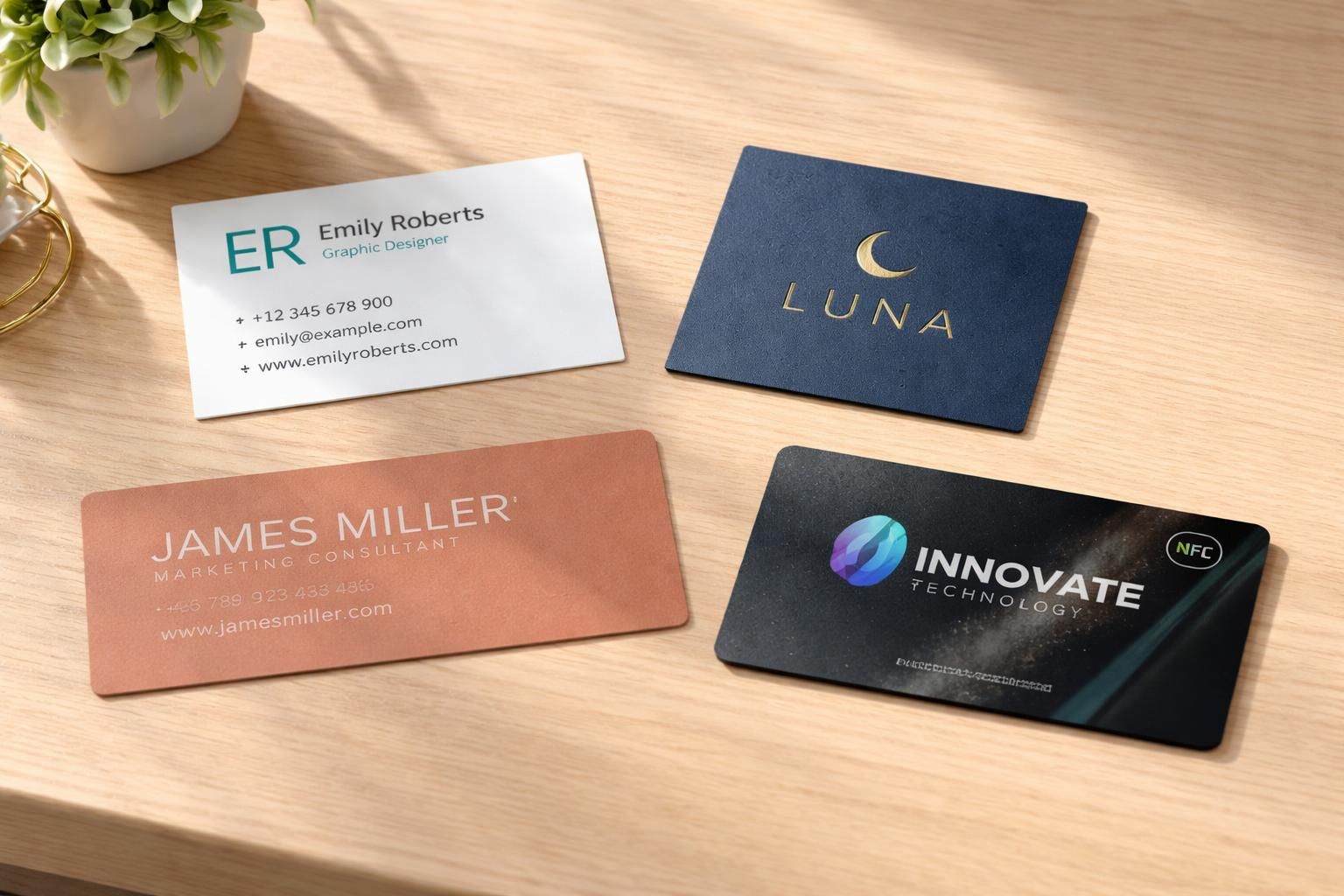 découvrez nos cartes de visite aux formats variés : standard, carré, portrait et personnalisés pour une présentation professionnelle unique et mémorable.